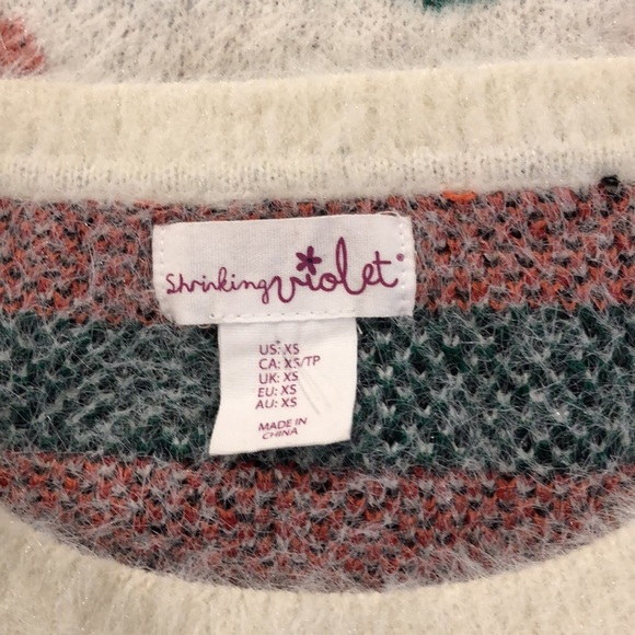 Shrinking violet sweater cherry white fluffy soft SZ  XS - Picture 8 of 9